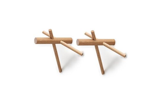 2er-Set Haken aus heller Eiche Sticks