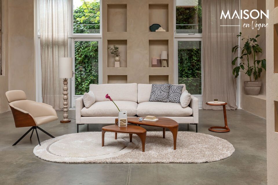Holen Sie sich die Sonne in Ihr Zuhause mit dem 3-Sitzer-Sofa aus cremefarbenem Stoff Summer