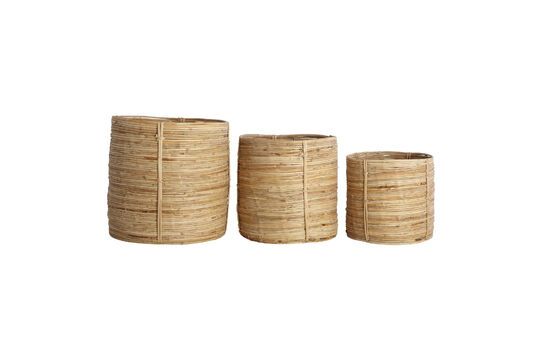 3er-Set runde Körbe aus hellem Rattan Chaka