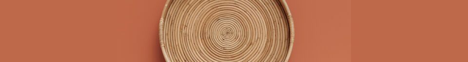 Materialbeschreibung 3er-Set Tabletts aus hellem Rattan Natural