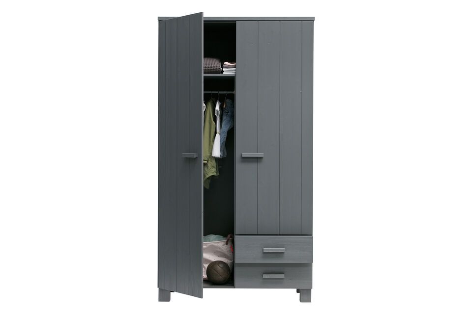 Anthrazitfarbener Holzschrank Dennis, elegant und robust