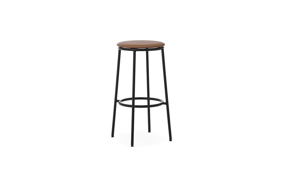 Barhocker aus Stahl und braunem Leder 75cm Circa Normann Copenhagen