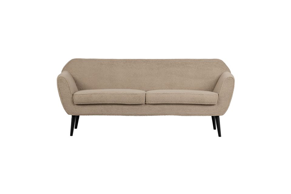Beigefarbenes 2-Sitzer-Sofa aus Stoff Rocco Woood