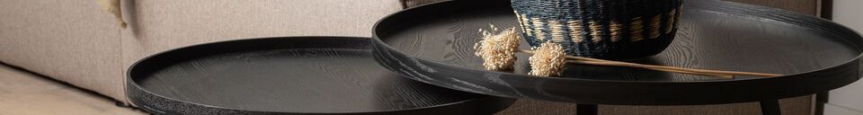 Materialbeschreibung Beistelltisch aus schwarzem Holz Mesa