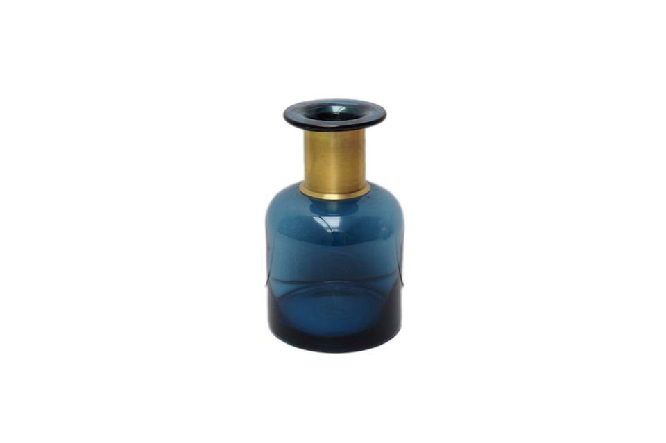 Blaue Flaschenvase Pharmacie mit goldenem Hals Chehoma