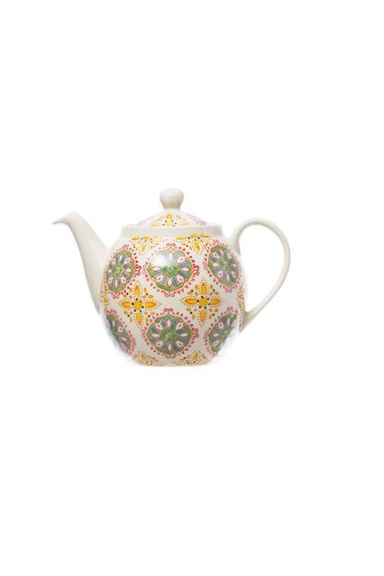Eine Teekanne mit farbenfrohem Aussehen, um bei guter Laune Tee zu trinken