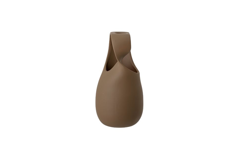 Braune Vase mit Henkel aus Steingut Nicita - 6
