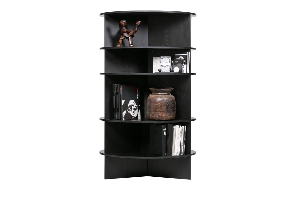 Das schwarze Bücherregal Trian aus gebürstetem Eschenholz vereint auf wunderbare Weise Robustheit