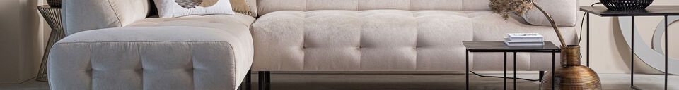 Materialbeschreibung Ecksofa links in cremefarbenem Velours Lloyd