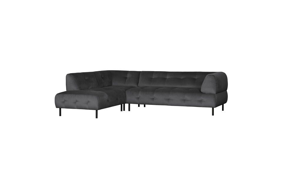 Ecksofa links in dunkelgrauem Velours Lloyd Woood