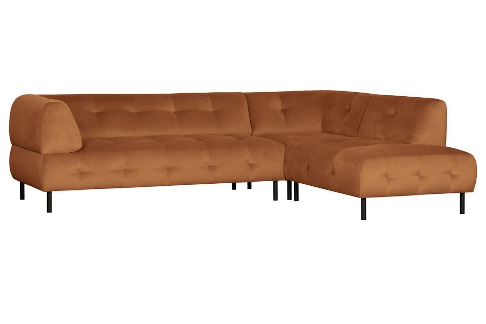 Ecksofa mit gerader Rückenlehne in zimtbraunem Velours Lloyd Woood