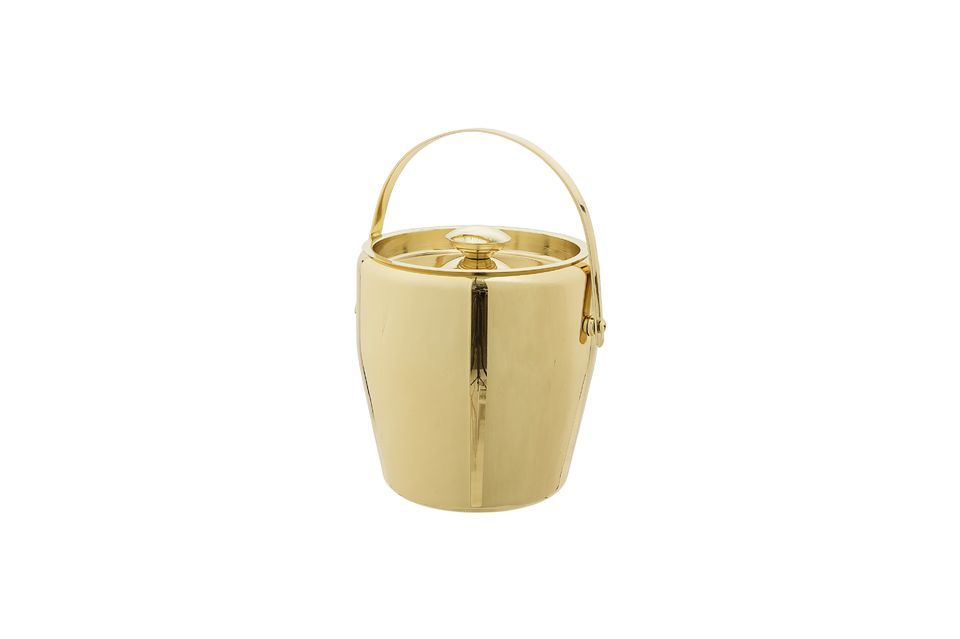 Dieser Eiskübel aus Edelstahl ist modern und hat ein goldenes Finish
