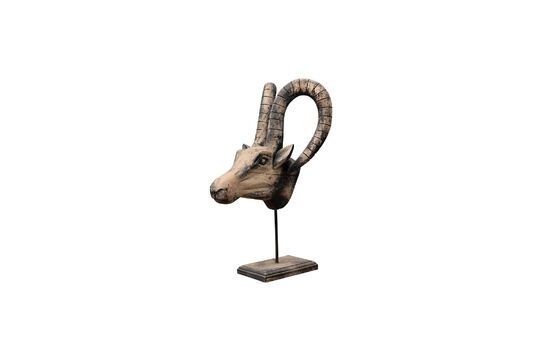 Figurine Widder aus Holz grau Schwarz
