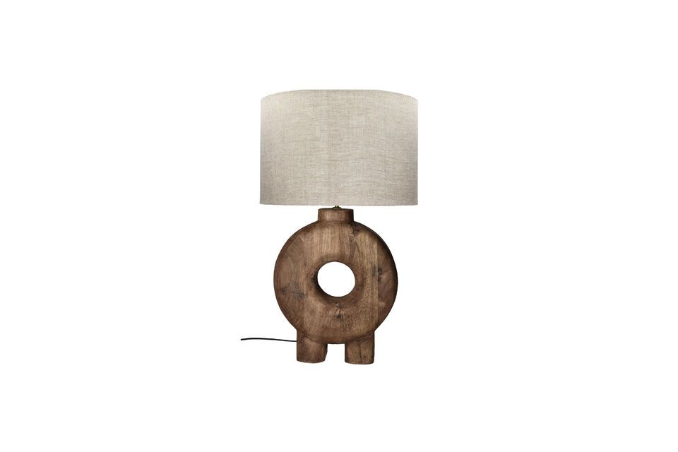 Große runde Lampe aus braunem Holz Lampedusa Pomax
