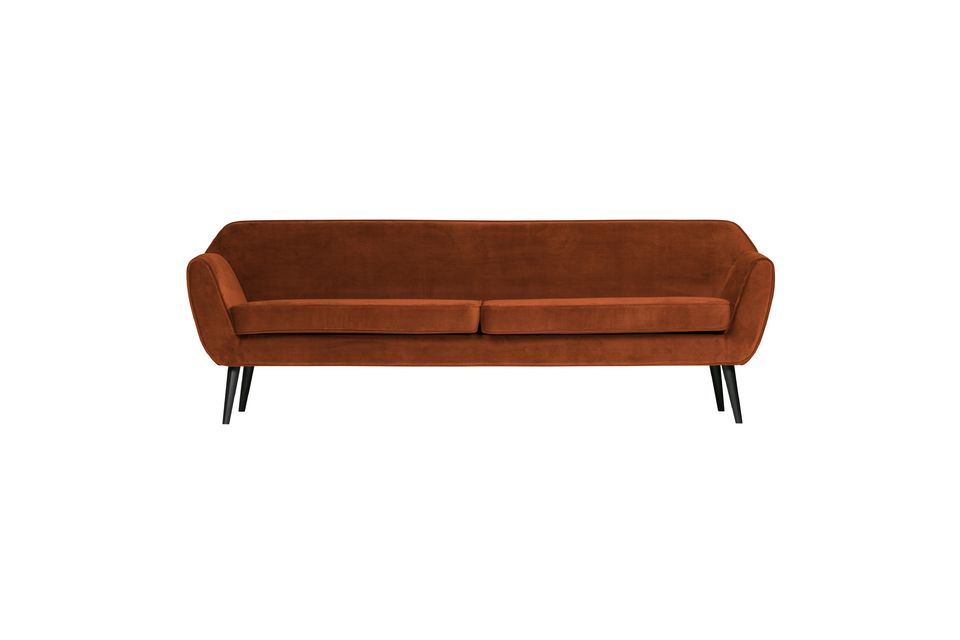 Großes Sofa aus terracottafarbenem Velours Rocco Woood