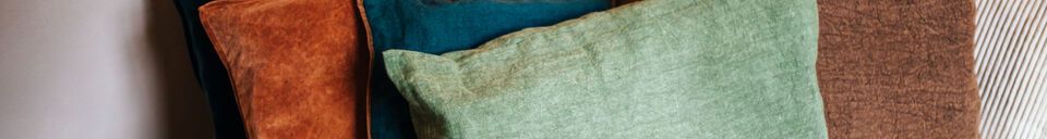 Materialbeschreibung Grünes Leinenkissen Borders