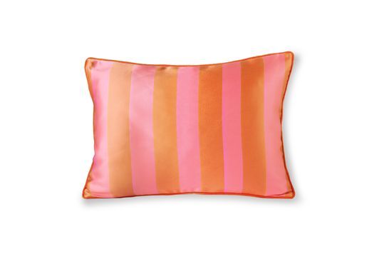 Hermies Kissen aus orangefarbenem und rosa Satin und Samt