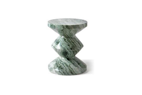 Hocker aus dunkelgrünem Marmor Zig zag
