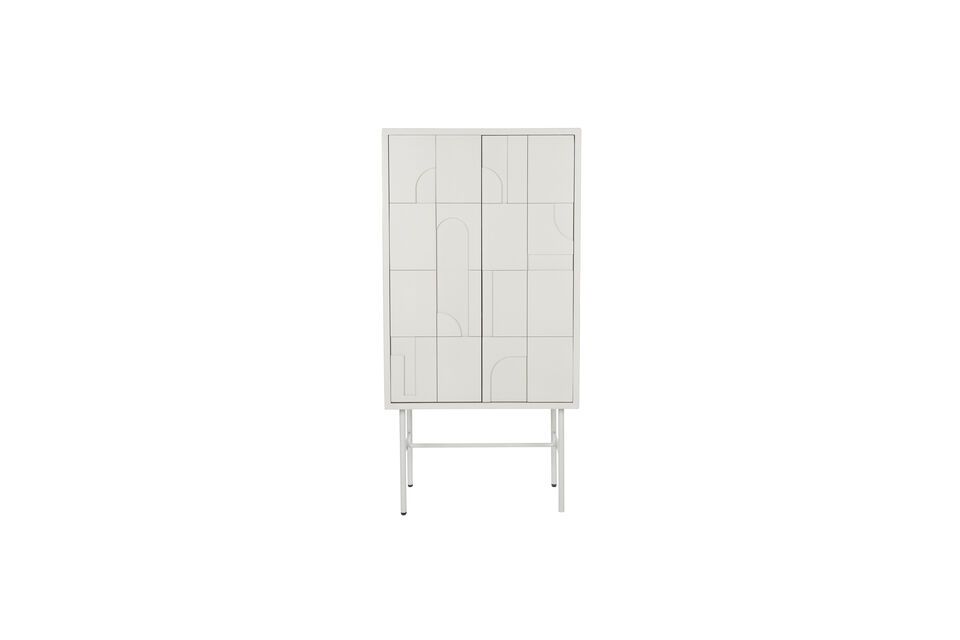 Hohes Sideboard aus cremeweißem Holz Funk White Label