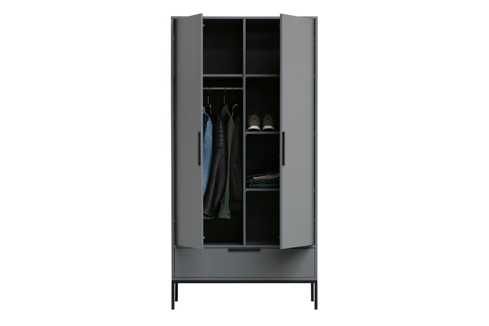 Holzschrank grau Adam Woood - 200cm | Maison en Vogue