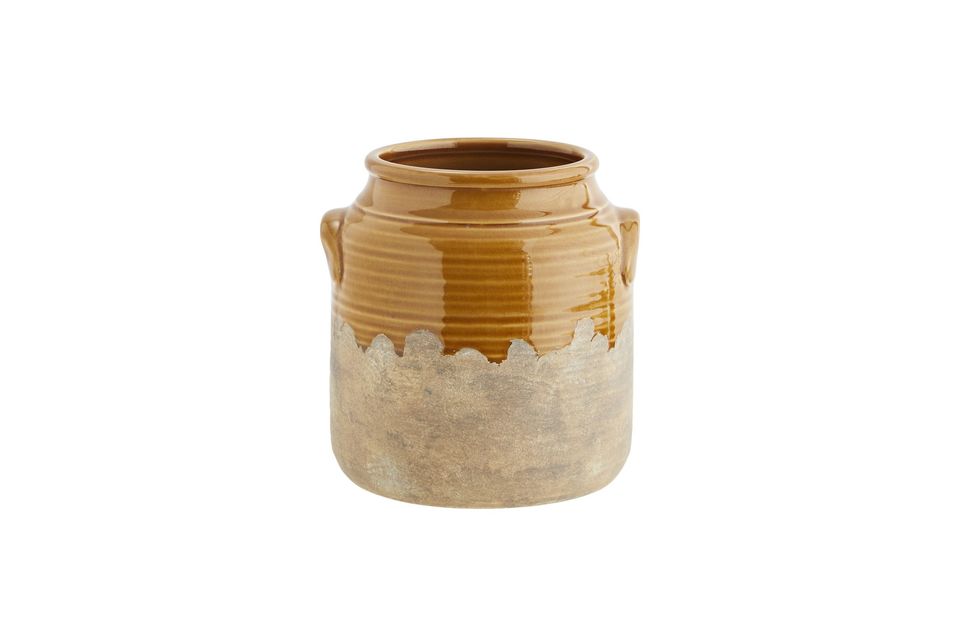 Diese Vase aus Steingut sieht aus wie ein altes Lebensmittelglas