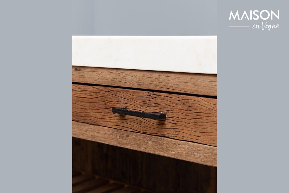 Kücheninsel aus dunklem Holz Weiß - 8