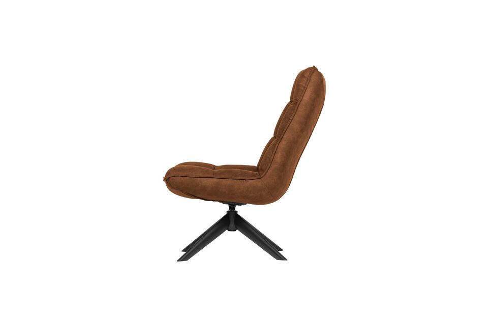 Mit seinem robusten Profil und den weichen organischen Formen garantiert dieser Sessel aus PU-Leder