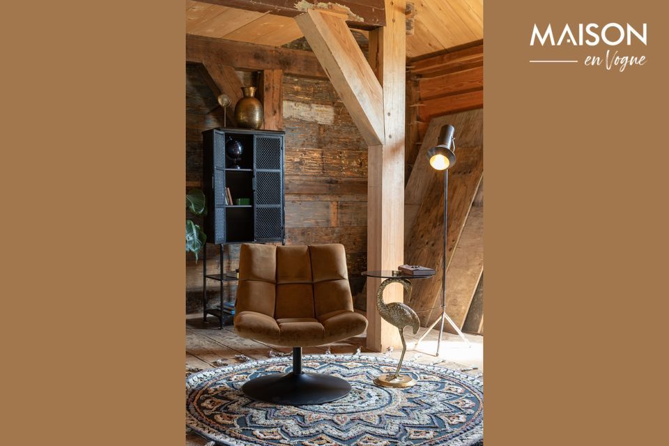 Lounge-Stuhl aus braunem Samt Bar DutchBone