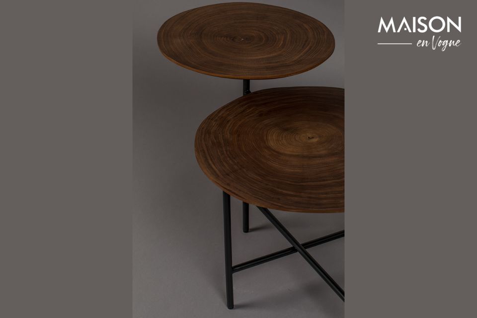 Mit seinen zwei Platten unterschiedlicher Größe und Höhe eignet sich dieser Tisch ideal zum Essen