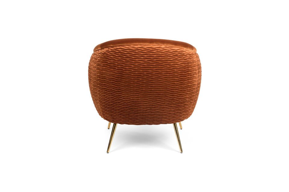 Orangefarbener Samt-Sessel Curvy - 6