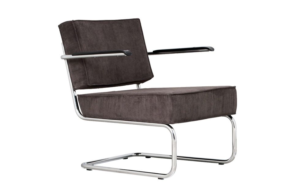 Ridge Rib Lounge Stuhl mit Armlehne grau Zuiver
