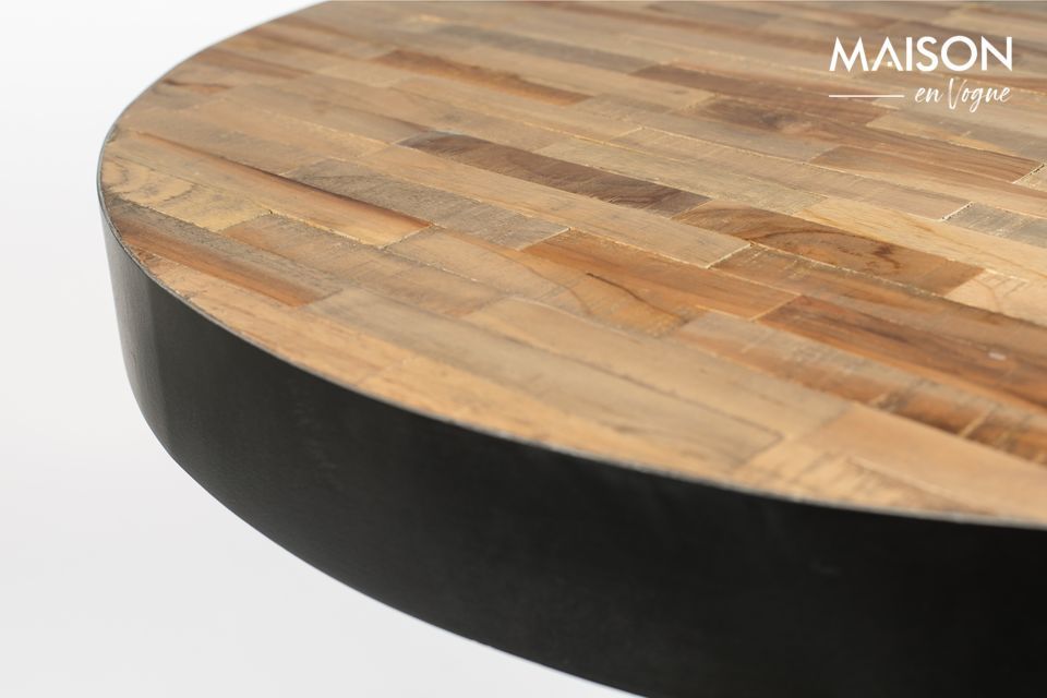Mit diesem natürlichen runden Maze Bar-Tisch bietet White Label Living ein eigenständig