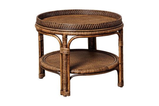 Runder Couchtisch aus braunem Rattan Veracruz