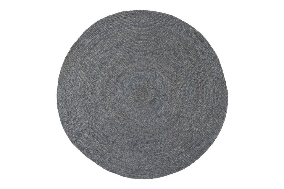 Runder Teppich aus grauem Jutegewebe Ross Woood