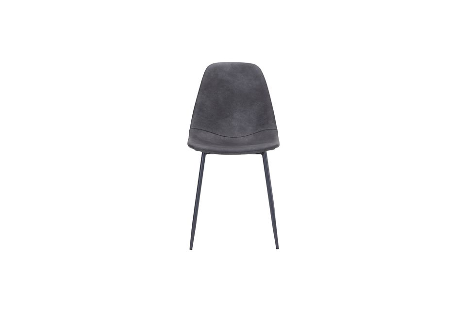 Dieser Stuhl ist sehr bequem dank seiner Sitzfläche aus Polyestersamt in einem eleganten Antikgrau
