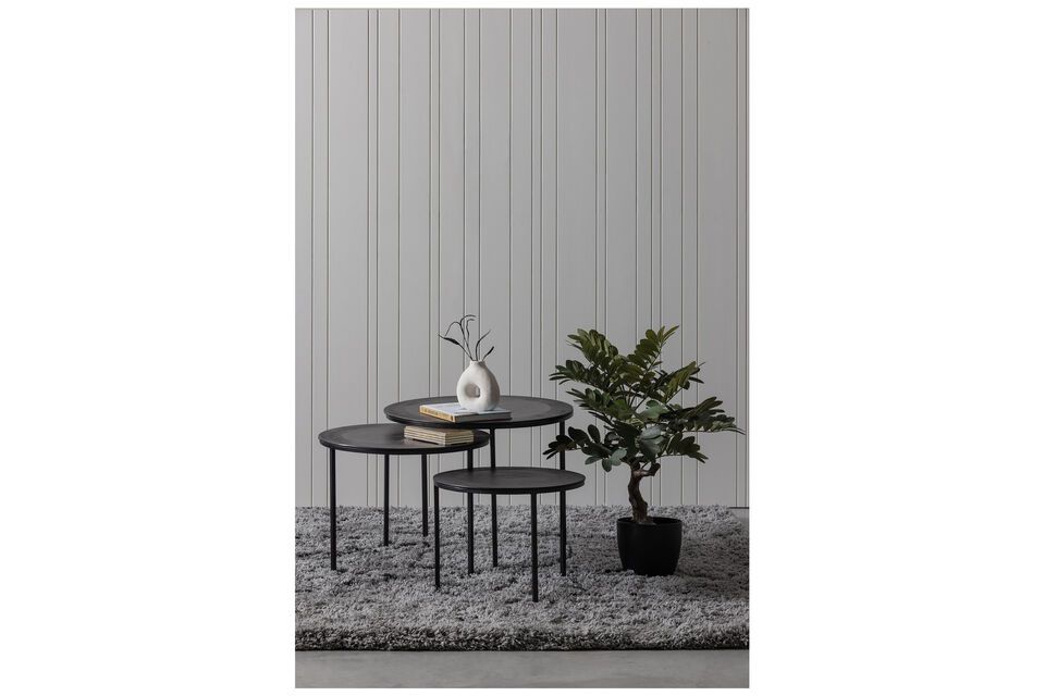 3er-Set Metall-Beistelltische Dunkelbraun James, modern, praktisch