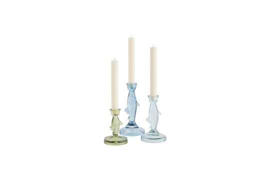 Set aus 3 Kerzenhaltern aus Glas Blau Fish
