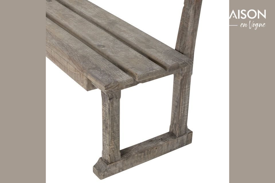 Sitzbank aus recyceltem Kiefernholz in Portland-Beige - 7