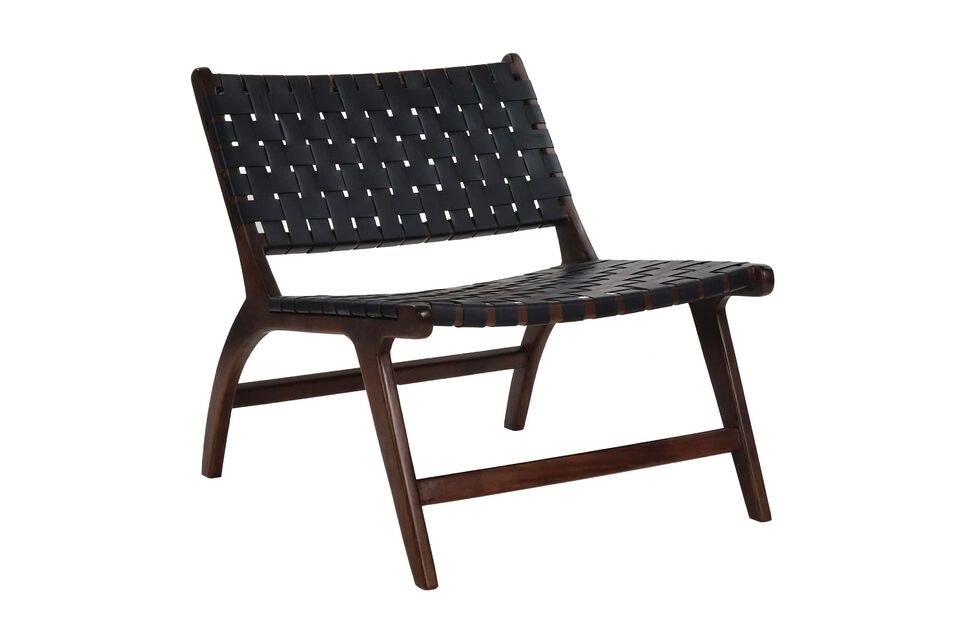 Stuhl aus Holz und Leder schwarz Aosta Pomax