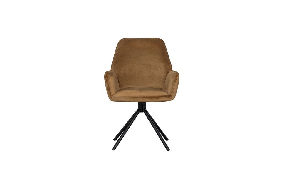 Stuhl aus karamellfarbenem Velours Amber Woood