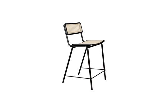 Thekenstuhl aus Rattan und schwarzem Metall Jort
