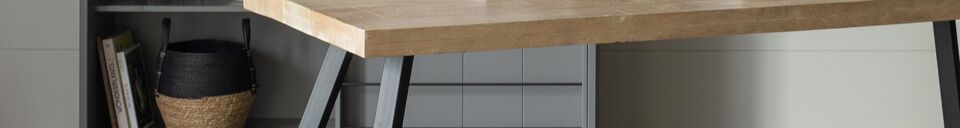 Materialbeschreibung Tisch 180x90 aus beigem Mangoholz mit quadratischen Beinen Tablo