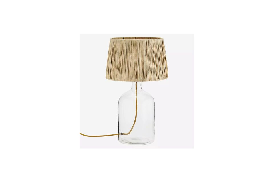 Tischleuchte aus Glas mit Schirm Raffia Madam Stoltz