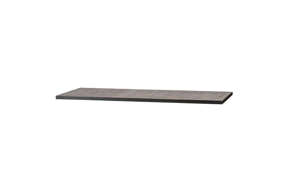 Die Tischplatte Tablo ist aus recyceltem Teakholz und braunem Metall gefertigt und wiegt 26,3 kg