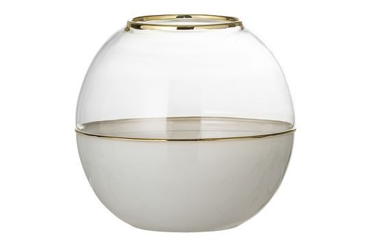 Vase Dôme aus weißem Glas