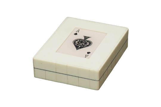 Weiße Schachtel mit 2 Kartenspielen Pik-Ass ohne jede Grenze